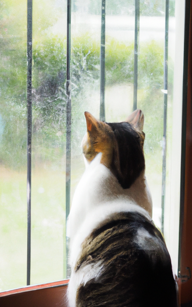 a cat looking outside of the window